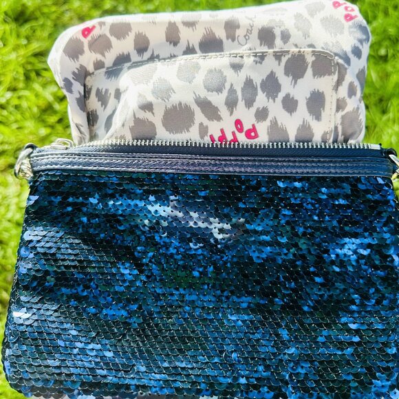 VTG Y2K Coach XL Poppy Sequin Wristlet Sapphire Blue Sparkle Purse Wallet - Picture 6 of 16